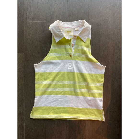 Maeve by Anthropologie Rigby Polo Tank Green White Stripe Sleeveless Size XS - Picture 3 of 6